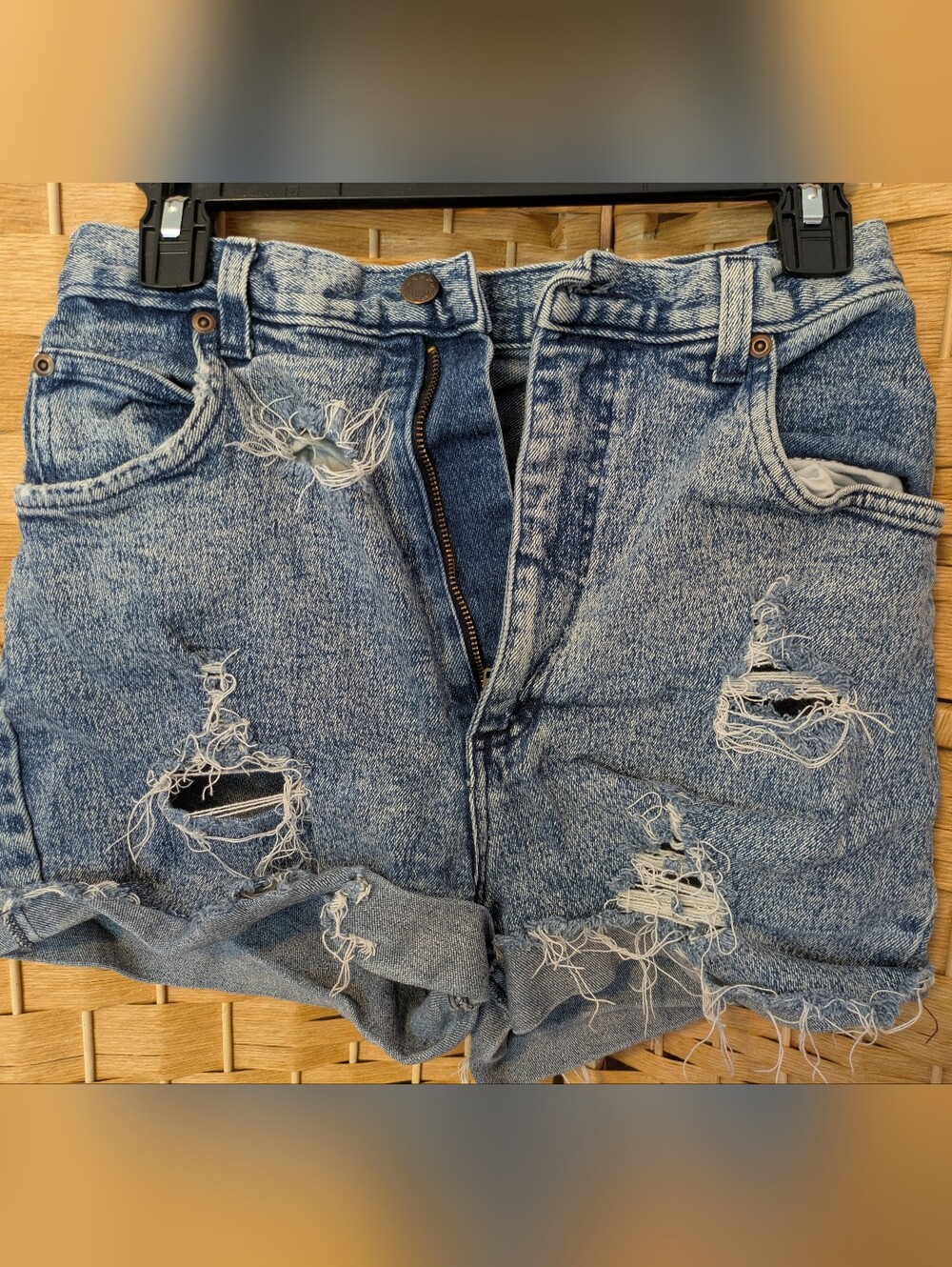 Vintage Distressed High-Waist Denim Shorts
